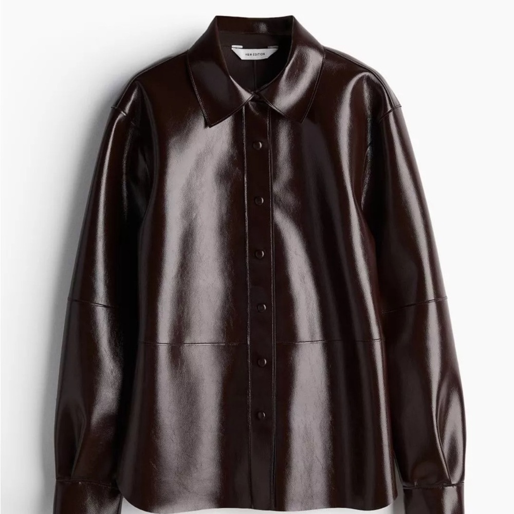 H&M Burgundy Faux Leather Coated Jacket